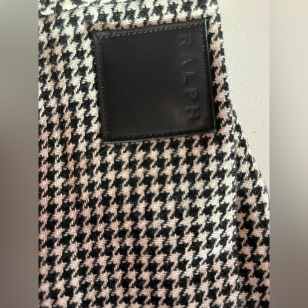 Women’s vintage Ralph Lauren Skirt White Black Houndstooth Wool Wrap Lined 8 - Picture 6 of 9